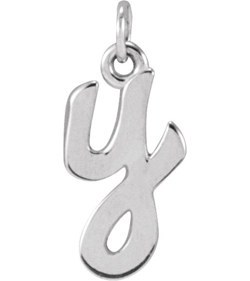 88516 Pendant 14K White Initial Y 11.2 X 5.8 Mm Polished Petite Initial Pendant