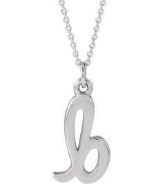 88516 Necklace 14K White Initial B 12.45 X 6.75 Mm 16 In Polished Petite Initial Necklace