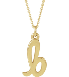 88516 Necklace 14K Yellow Initial B 12.45 X 6.75 Mm 16 In Polished Petite Initial Necklace
