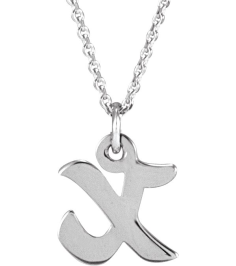 88516 Necklace 14K White Initial X 7.65 X 7.1 Mm 16 In Polished Petite Initial Necklace
