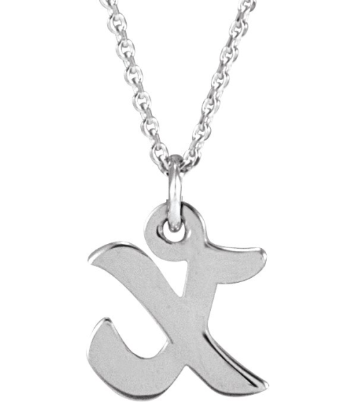88516 Necklace 14K White Initial X 7.65 X 7.1 Mm 16 In Polished Petite Initial Necklace