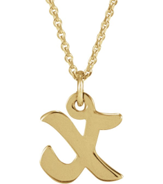 88516 Necklace 14K Yellow Initial X 7.65 X 7.1 Mm 16 In Polished Petite Initial Necklace