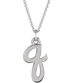 88516 Necklace 14K White Initial Q 11.5 X 6.1 Mm 16 In Polished Petite Initial Necklace