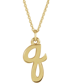88516 Necklace 14K Yellow Initial Q 11.5 X 6.1 Mm 16 In Polished Petite Initial Necklace