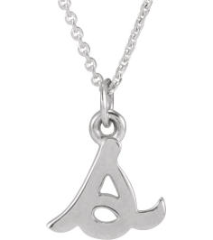 88516 Necklace 14K White Initial S 8 X 7.4 Mm 16 In Polished Petite Initial Necklace