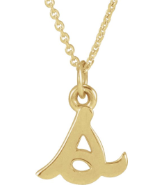 88516 Necklace 14K Yellow Initial S 8 X 7.4 Mm 16 In Polished Petite Initial Necklace