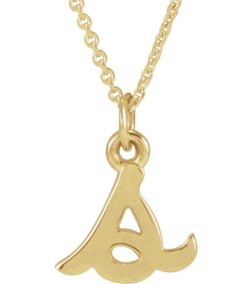 88516 Necklace 14K Yellow Initial S 8 X 7.4 Mm 16 In Polished Petite Initial Necklace