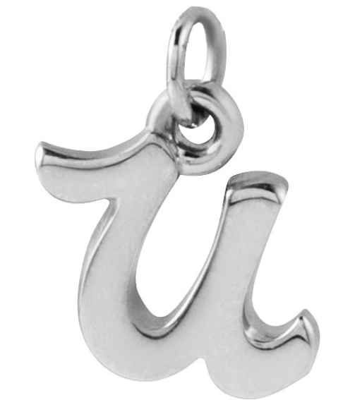 88516 Pendant 14K White Initial U 7.45 X 7.25 Mm Polished Petite Initial Pendant