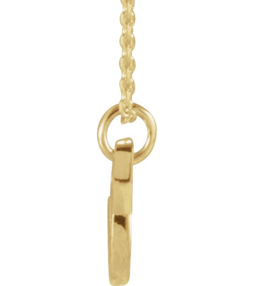 88516 Necklace 14K Yellow Initial V 8.6 X 7.7 Mm 16 In Polished Petite Initial Necklace