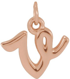 88516 Pendant 14K Rose Initial V 8.6 X 7.7 Mm Polished Petite Initial Pendant