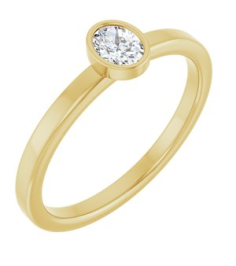 126622 Ring Set 14K Yellow Natural Diamond Oval 4.5 X 3.5 Mm Polished 15 Ct Natural Diamond Solitaire Bezel-Set Ring