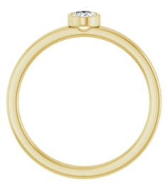 126622 Ring Set 14K Yellow Natural Diamond Oval 4.5 X 3.5 Mm Polished 15 Ct Natural Diamond Solitaire Bezel-Set Ring