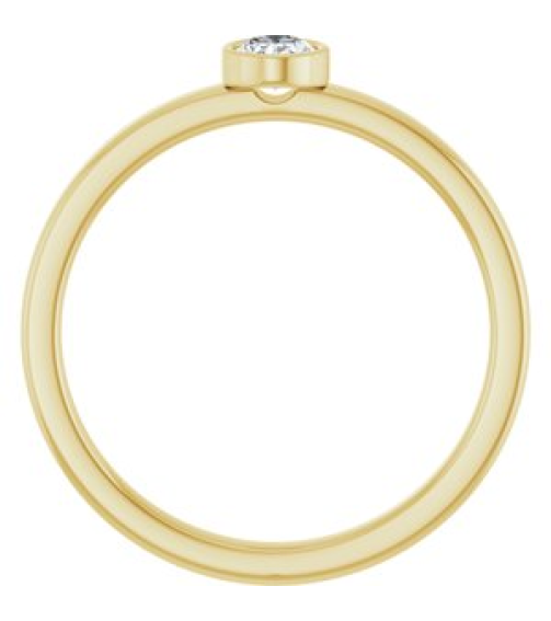 126622 Ring Set 14K Yellow Natural Diamond Oval 4.5 X 3.5 Mm Polished 15 Ct Natural Diamond Solitaire Bezel-Set Ring