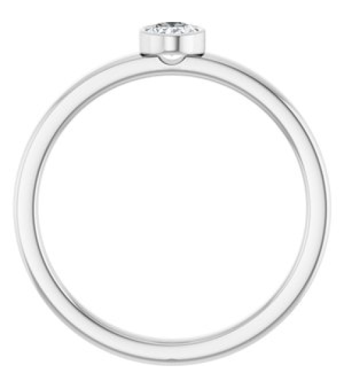 126622 Ring Set Sterling Silver Natural Diamond Oval 4.5 X 3.5 Mm Polished 15 Ct Natural Diamond Solitaire Bezel-Set Ring