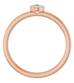 126622 Ring Set 14K Rose Natural Diamond Oval 4.5 X 3.5 Mm Polished 15 Ct Natural Diamond Solitaire Bezel-Set Ring