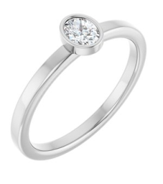 126622 Ring Set Platinum Natural Diamond Oval 4.5 X 3.5 Mm Polished 15 Ct Natural Diamond Solitaire Bezel-Set Ring