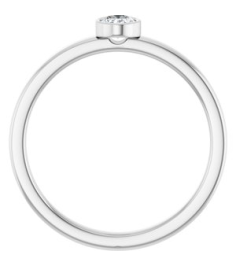 126622 Ring Set Platinum Natural Diamond Oval 4.5 X 3.5 Mm Polished 15 Ct Natural Diamond Solitaire Bezel-Set Ring