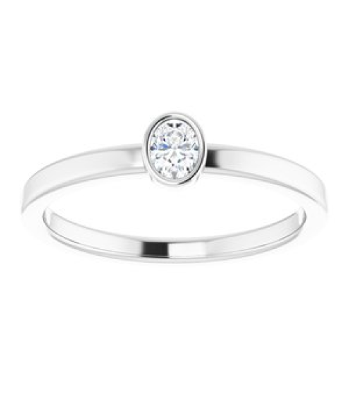 126622 Ring Set Platinum Natural Diamond Oval 4 X 3 Mm Polished 16 Ct Natural Diamond Solitaire Bezel-Set Ring