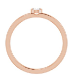 126622 Ring Set 14K Rose Natural Diamond Oval 4 X 3 Mm Polished 16 Ct Natural Diamond Solitaire Bezel-Set Ring