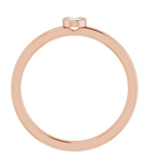 126622 Ring Set 14K Rose Natural Diamond Oval 4 X 3 Mm Polished 16 Ct Natural Diamond Solitaire Bezel-Set Ring