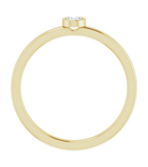 126622 Ring Set 14K Yellow Natural Diamond Oval 4 X 3 Mm Polished 16 Ct Natural Diamond Solitaire Bezel-Set Ring