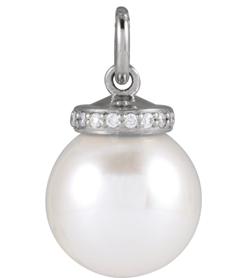 88488 Pendant Set 14K White Pearl Cultured White Akoya Pearl 8Mm 0.04 Ctw Natural Diamond I1, G-H Polished Cultured White Akoya Pearl And .04 Ctw Natural Diamond Hidden Halo-Style Pendant