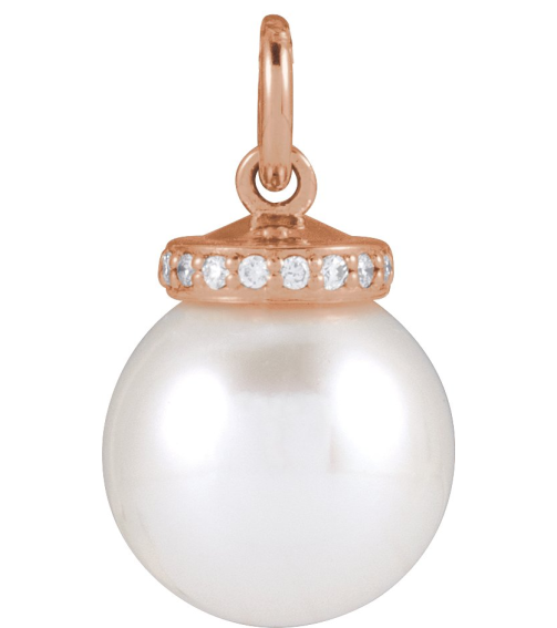 88488 Pendant Set 14K Rose Pearl Cultured White Akoya Pearl 8Mm 0.04 Ctw Natural Diamond I1, G-H Polished Cultured White Akoya Pearl And .04 Ctw Natural Diamond Hidden Halo-Style Pendant
