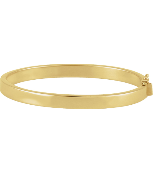 Brc940 14K Yellow 6 Mm 7 In Polished Tube Hinged Bangle Bracelet