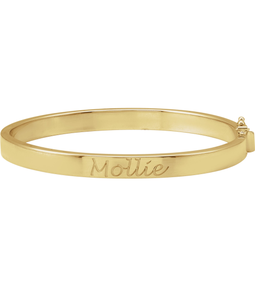 Brc940 14K Yellow 6 Mm 7 In Polished Tube Hinged Bangle Bracelet