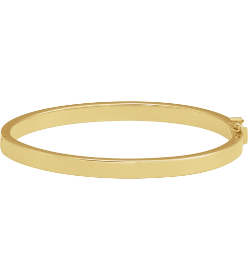 Brc940 14K Yellow 5 Mm 7 In Polished Tube Hinged Bangle Bracelet
