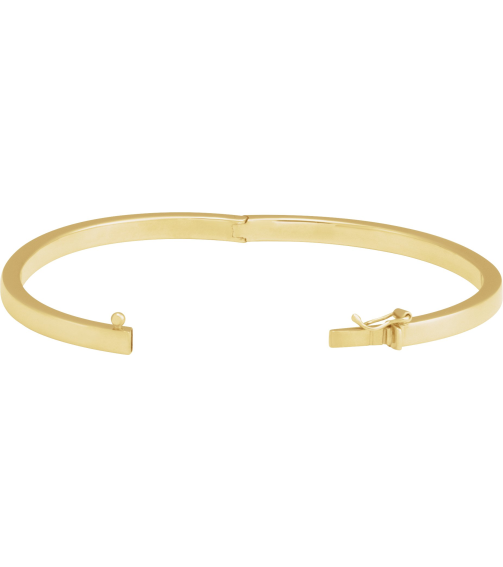 Brc940 14K Yellow 4 Mm 7 In Polished Tube Hinged Bangle Bracelet