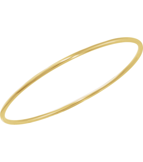 Brc942 14K Yellow 2 Mm 7 12 In Polished Bangle Bracelet