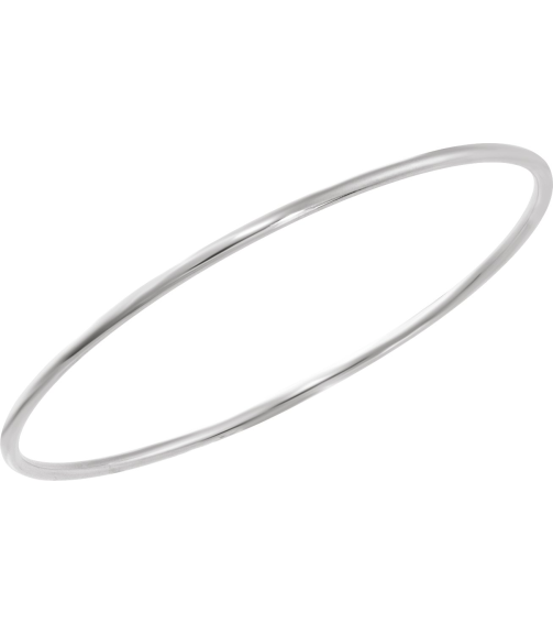 Brc942 14K White 2 Mm 7 12 In Polished Bangle Bracelet