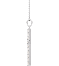 R42308 Necklace Set 14K White Round Lab-Grown Diamond 1.7Mm 15 Ctw Si1-Si2, G-H 18 In Polished Lab-Grown Diamond Cross Necklace