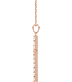 R42308 Necklace Set 14K Rose Round Lab-Grown Diamond 1.5Mm 15 Ctw Si1-Si2, G-H 18 In Polished Lab-Grown Diamond Cross Necklace