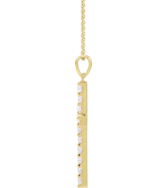 R42308 Necklace Set 14K Yellow Round Lab-Grown Diamond 2.25Mm 58 Ctw Si1-Si2, G-H 18 In Polished Lab-Grown Diamond Cross Necklace