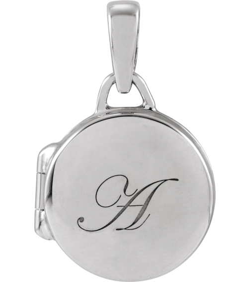 57932 Pendant 14K White 19.3 X 12 Mm Polished Round Metal Locket