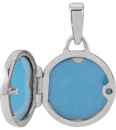 57932 Pendant 14K White 19.3 X 12 Mm Polished Round Metal Locket