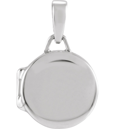 57932 Pendant Rhodium-Plated Sterling Silver 19.3 X 12 Mm Polished Round Metal Locket