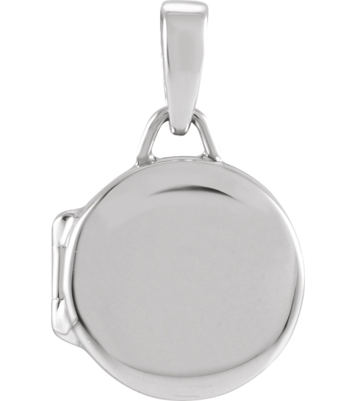 57932 Pendant Rhodium-Plated Sterling Silver 19.3 X 12 Mm Polished Round Metal Locket