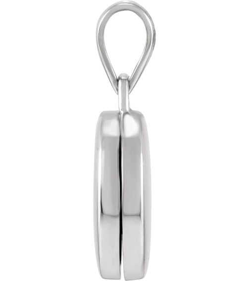 57932 Pendant Rhodium-Plated Sterling Silver 19.3 X 12 Mm Polished Round Metal Locket