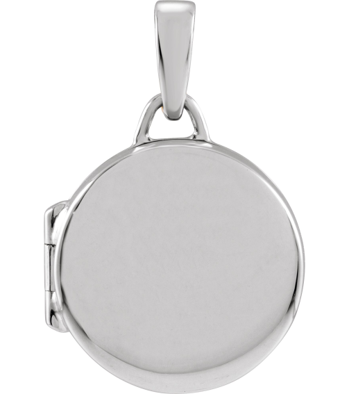 57932 Pendant 14K White 21.6 X 14.4 Mm Polished Round Metal Locket