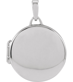 57932 Pendant Rhodium-Plated Sterling Silver 25.6 X 18 Mm Polished Round Metal Locket