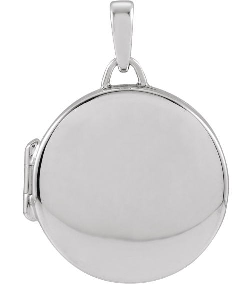 57932 Pendant Rhodium-Plated Sterling Silver 25.6 X 18 Mm Polished Round Metal Locket