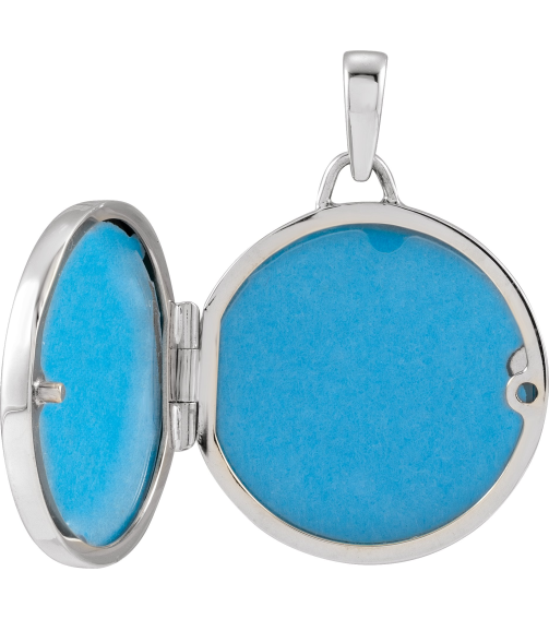 57932 Pendant Rhodium-Plated Sterling Silver 25.6 X 18 Mm Polished Round Metal Locket