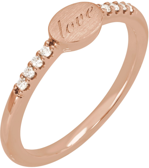 126556 Ring Set 14K Rose Natural Diamond Round 1.3 Mm Polished .07 Ctw Natural Diamond Engravable Ring