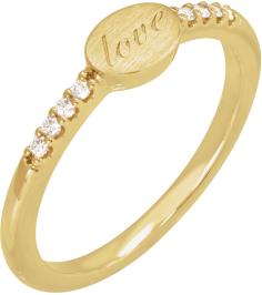 126556 Ring Set 14K Yellow Natural Diamond Round 1.3 Mm Polished .07 Ctw Natural Diamond Engravable Ring