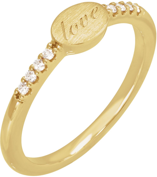 126556 Ring Set 14K Yellow Natural Diamond Round 1.3 Mm Polished .07 Ctw Natural Diamond Engravable Ring