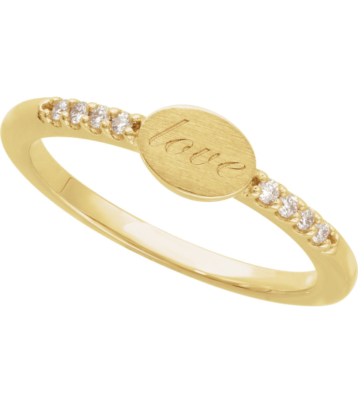 126556 Ring Set 14K Yellow Natural Diamond Round 1.3 Mm Polished .07 Ctw Natural Diamond Engravable Ring
