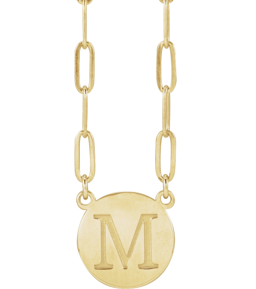 88477 Necklace 14K Yellow 10 X 10 Mm 16 In Polished Engravable Disc Necklace